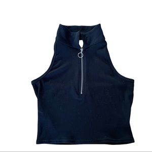 Better Be Collared Sleeveless Zip-Up Top